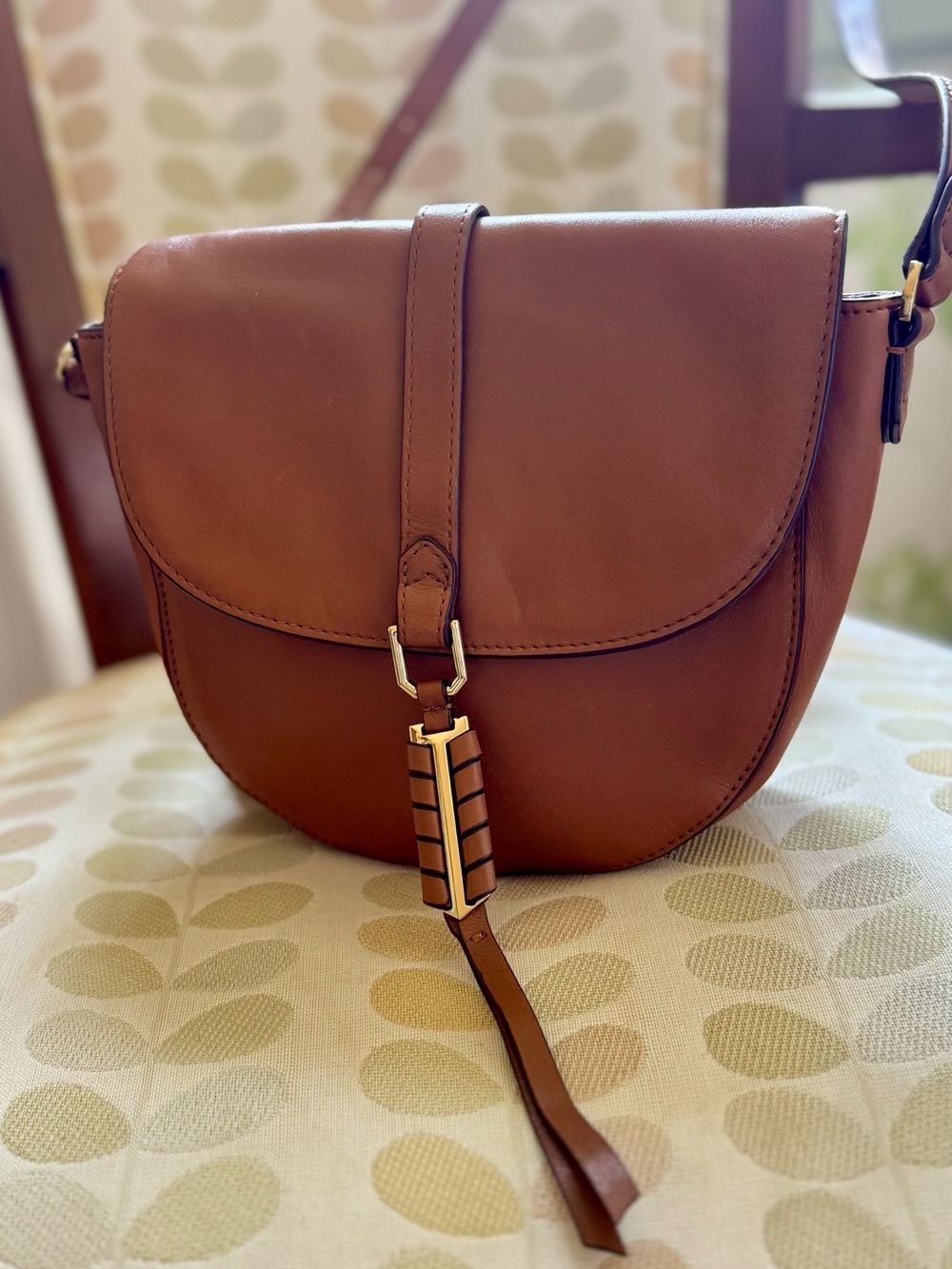 Stella & Dot Covet Bag Brown Leather Saddle Crossbody - Picture 4 of 7